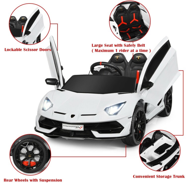 12 V Lamborghini Licensed Kids Ride-On Car with Trunk and Music Function
