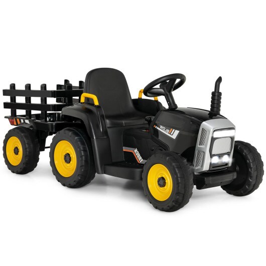 Iron Ride-On Tractor with Trailer, Music and Safety for Kids