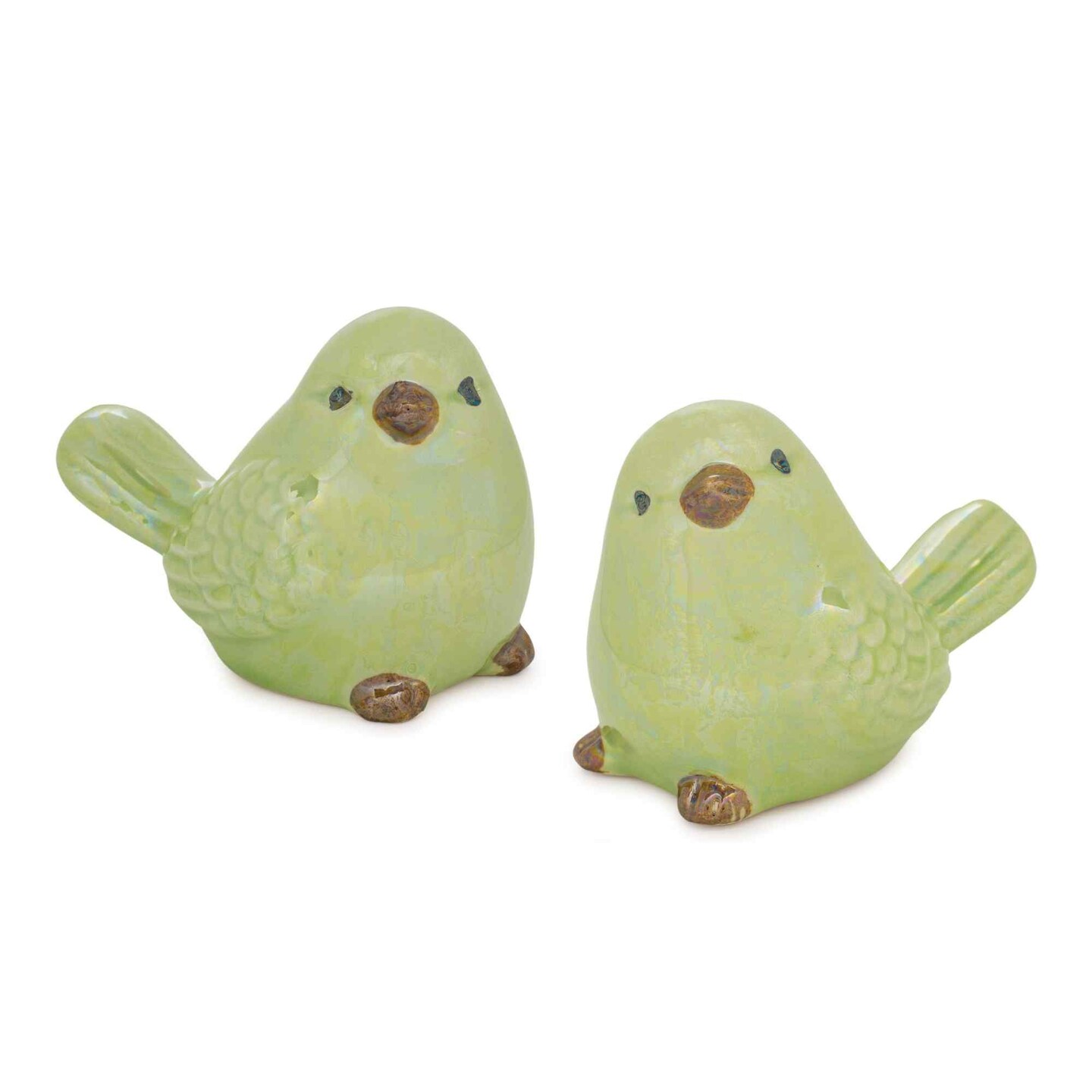 Melrose Set of 6 Green Iridescent Bird Tabletop Figurines 4.25"