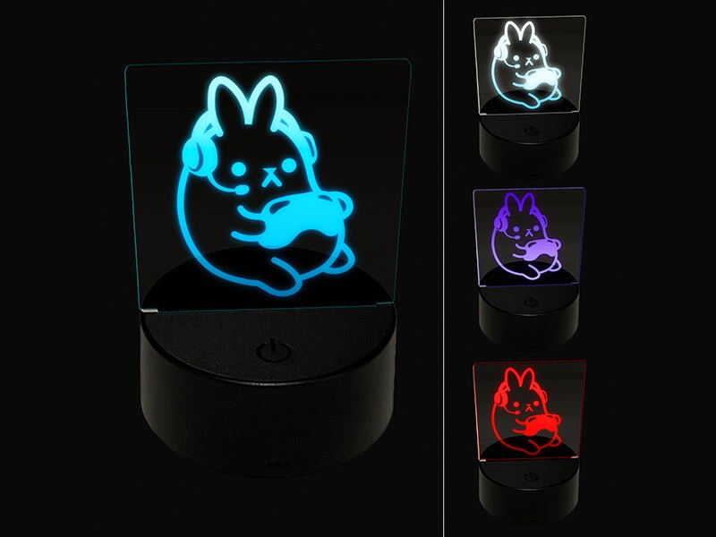 Geek Gamer Bunny Rabbit Playing Console Games 3D Illusion LED Night Light  Sign Nightstand Desk Lamp | Michaels