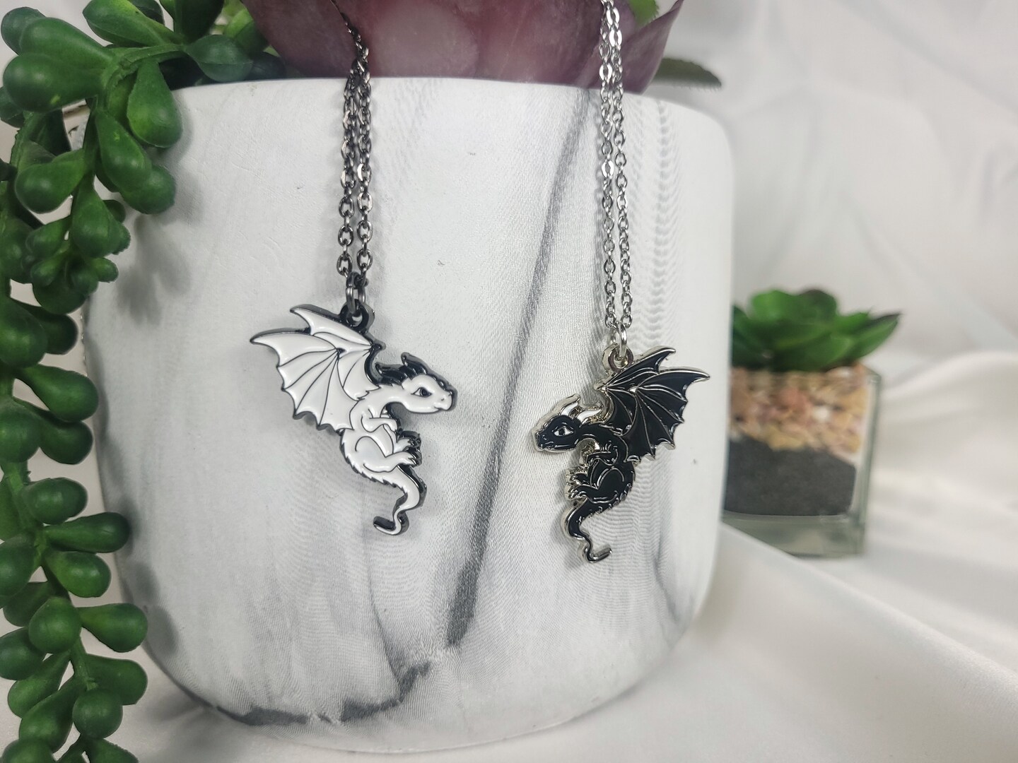 BEST FRIEND Color Dragon Yin Yang 2 Pendants Necklace Set BFF Friendship  Ying | eBay
