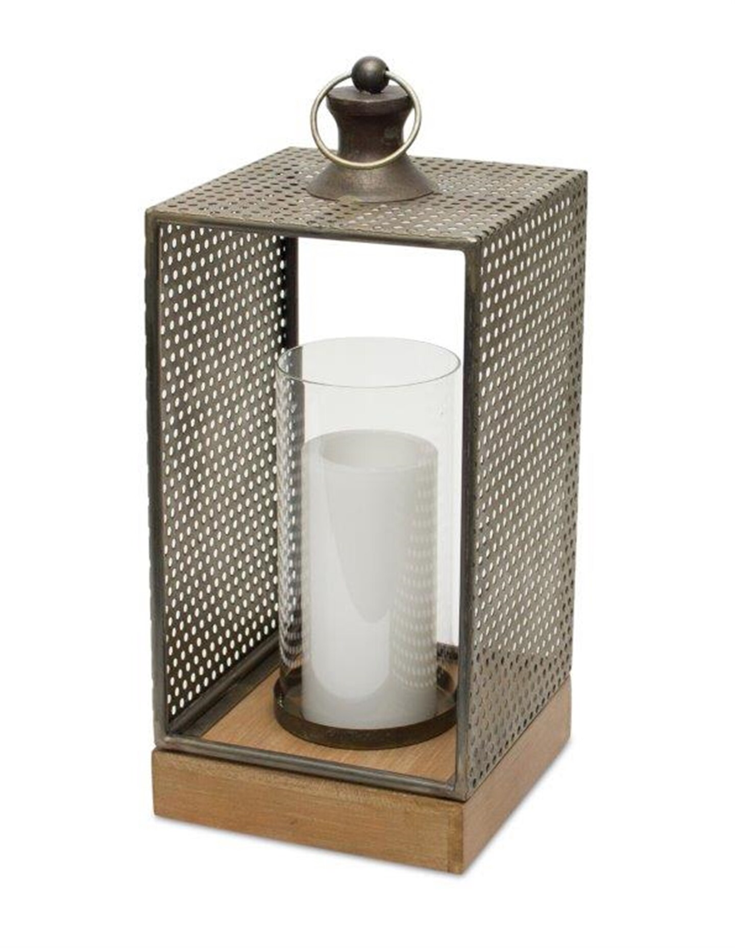 Iron and Wood Candle Holder