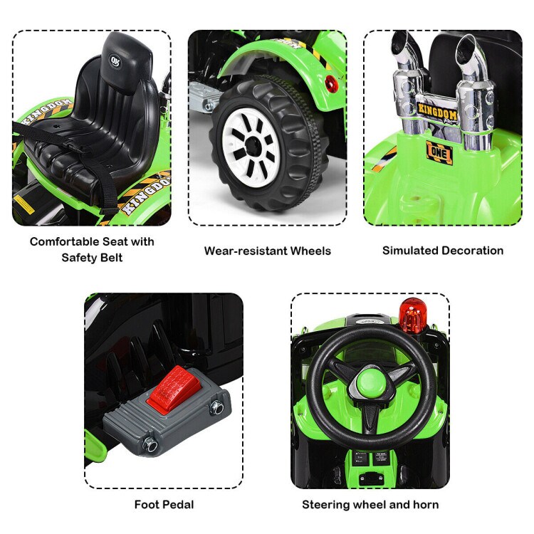 Iron Excavator with Adjustable Arm, Safety Belt, Battery Power and Educational Fun for Kids
