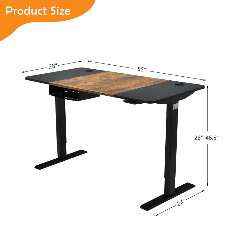 55 Inch x 28 Inch Electric Standing Desk with USB Port