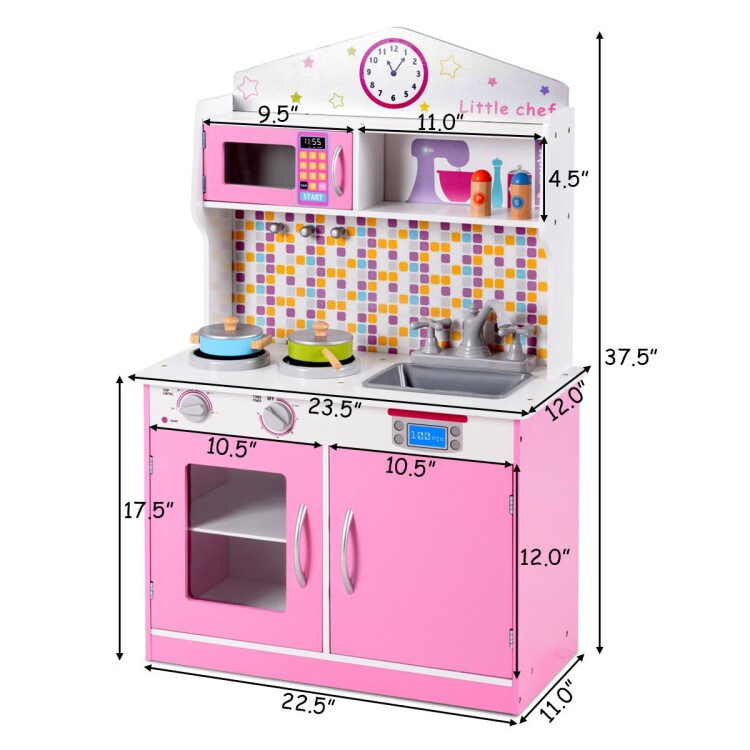 Kids Wooden Pretend Kitchen Cooking Playset Ideal Gift for Birthdays or Any Special Occasion