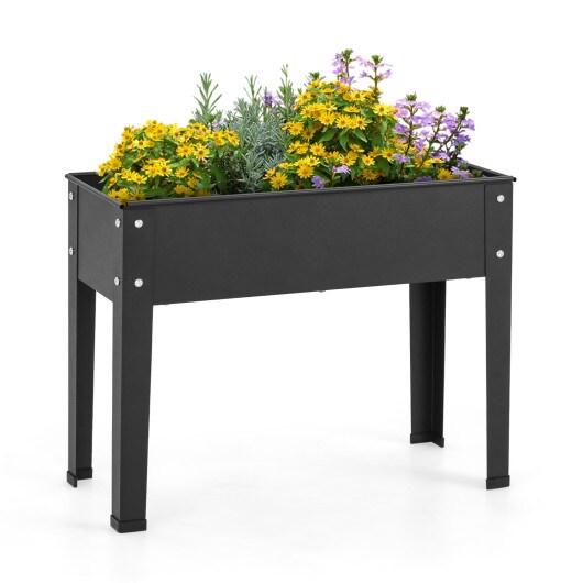 Black Metal Raised Garden Bed with Legs and Drainage Hole Suitable for All Kinds of Plants