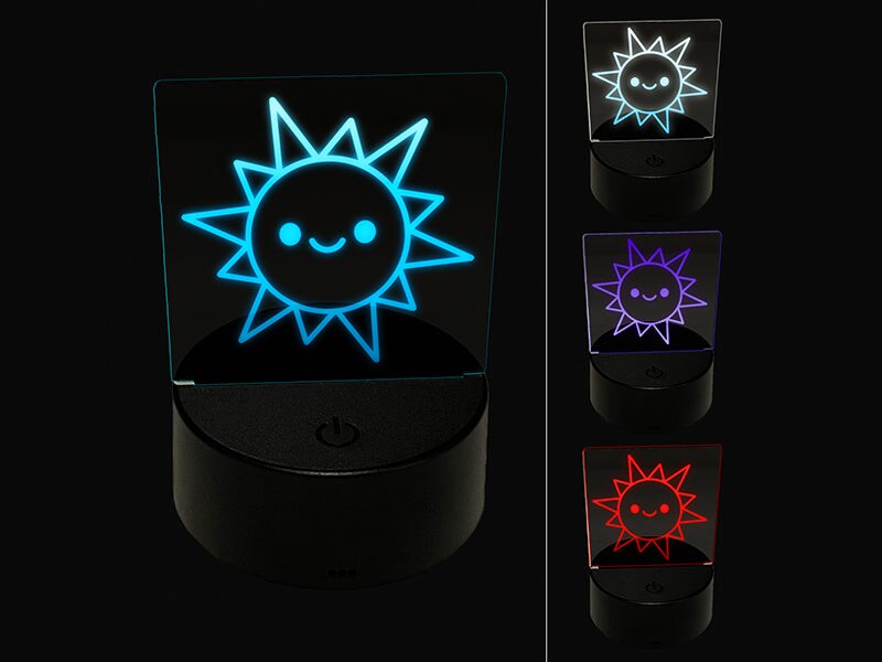 Smiling Sun Teacher Student 3D Illusion LED Night Light Sign Nightstand Desk Lamp