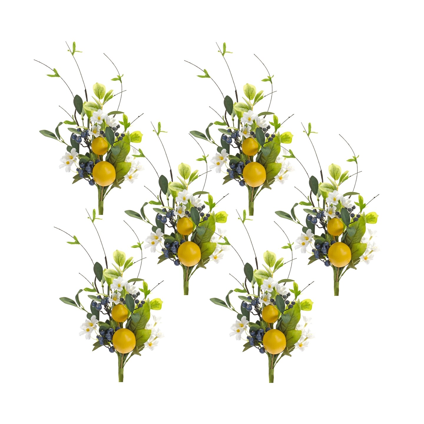 Melrose Set of 6 Lemon and Blueberry Artificial Picks 16.5&#x22;