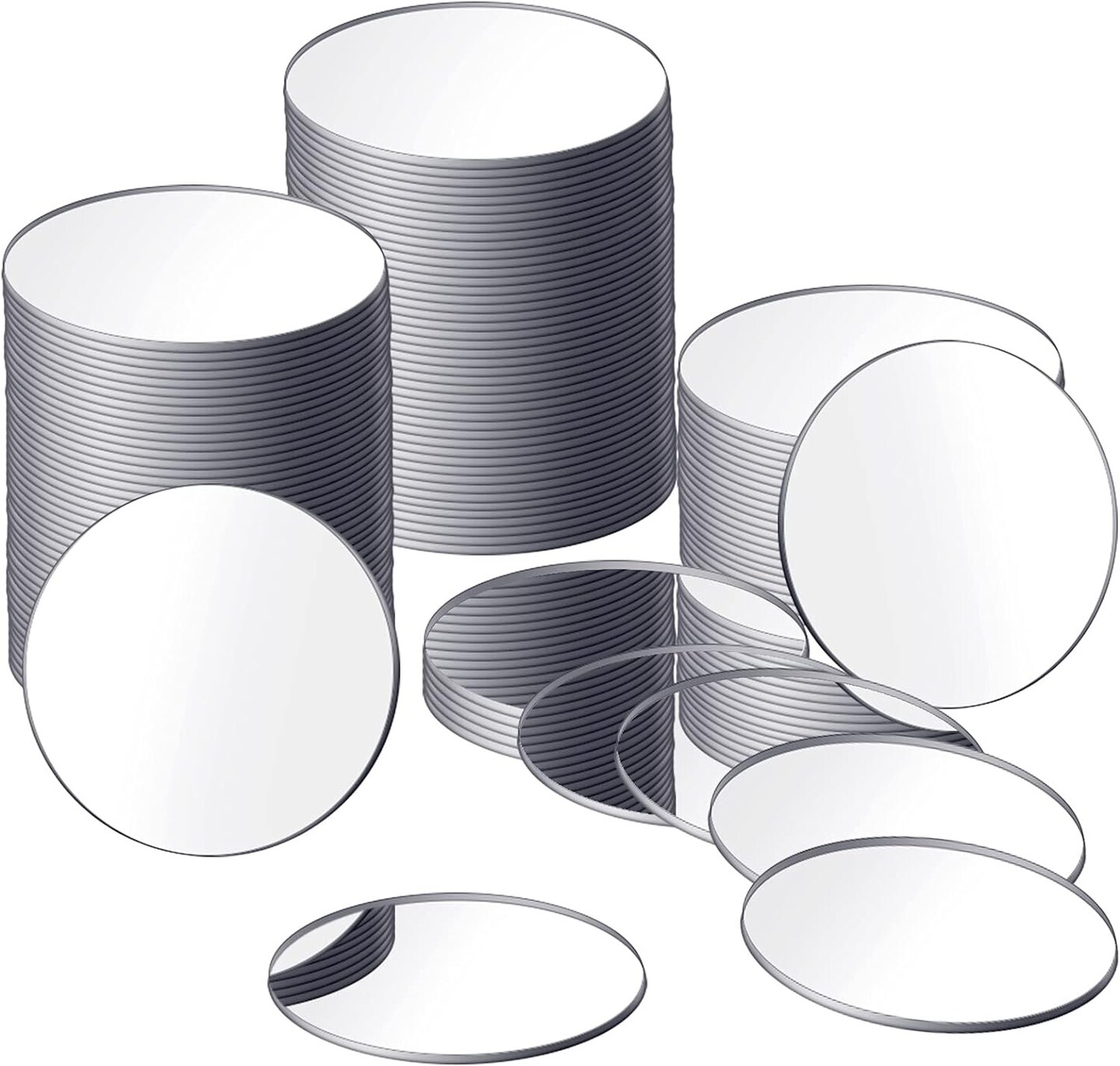 25 Pcs Small Round Mirror 8 Inch Mirror Tiles for Crafts Adhesive Mirror Tiles Mosaic Mirror Tiles Round Decorative Glass Mirror for Home Wall DIY Crafts(3 Inch in Diameter)