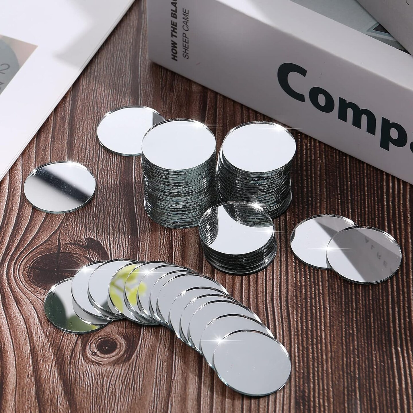 120 Pieces 1 Inch Small Round Glass Mirrors Circle Glass Mirror Tiles Round Craft Mirror Pieces for Arts and Crafts Projects, Traveling, Framing, Decoration
