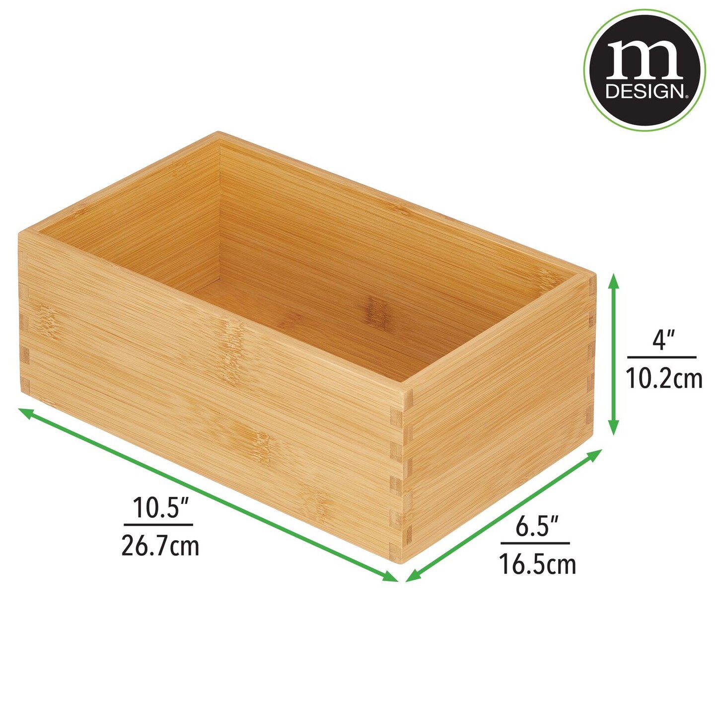 mDesign Bamboo Stackable Kitchen Drawer Organizer Tray, 4 Pack - Natural