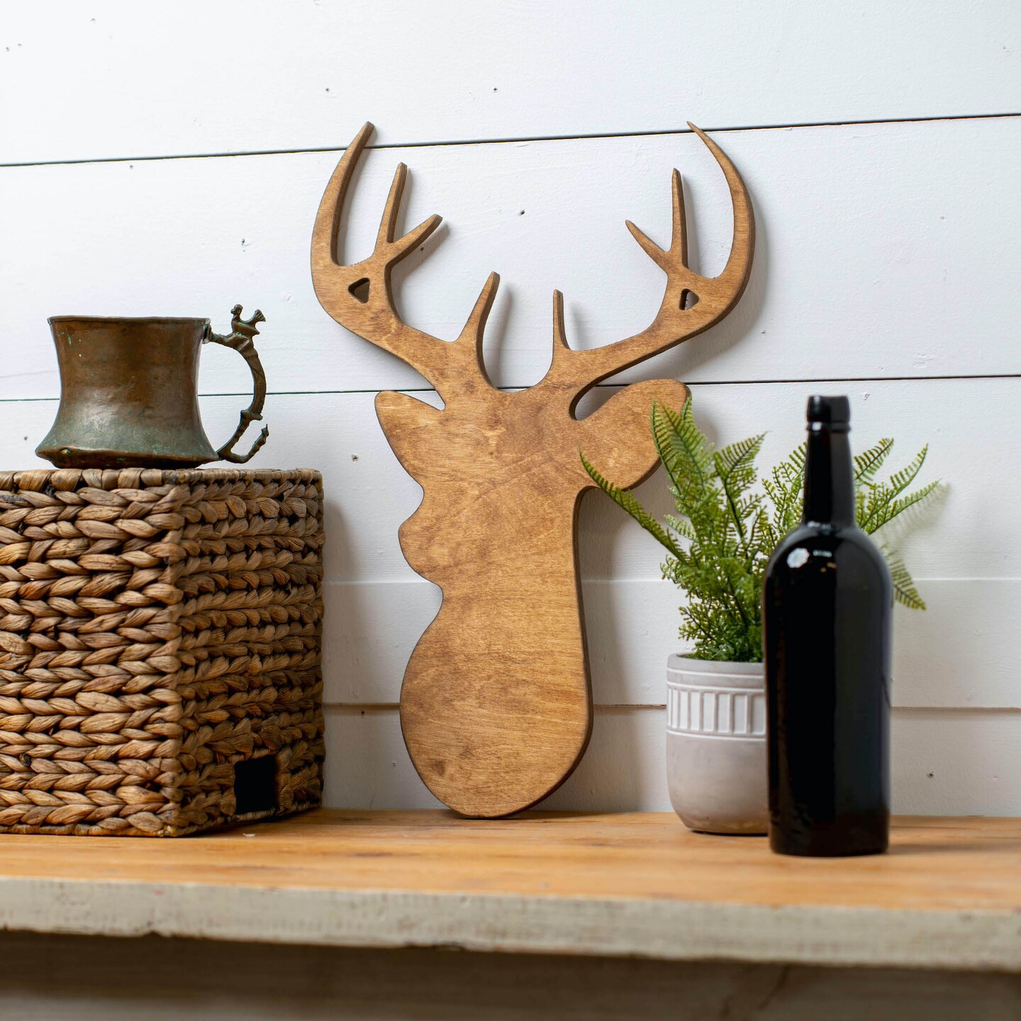 20 in. Unfinished Wooden Deer Head Shape