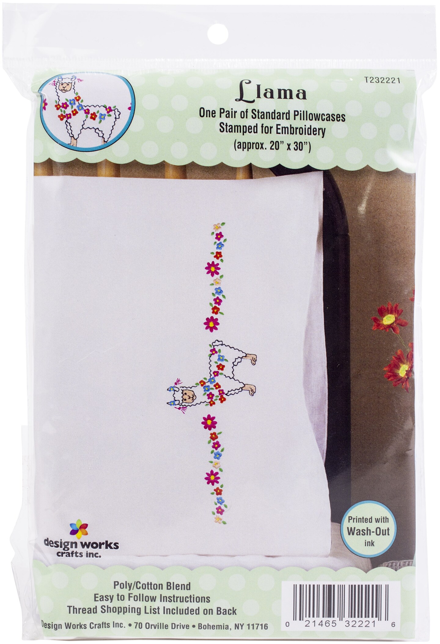 Tobin Stamped For Embroidery Pillowcase Pair 20&#x22;X30&#x22;-Llama