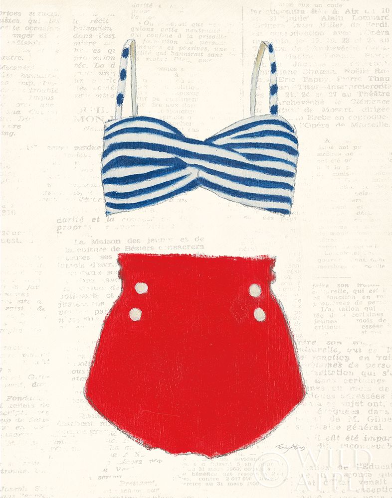 Retro Swimwear IV Newsprint Poster Print by Emily Adams - Item # VARPDX54339