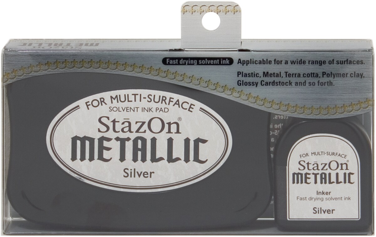 Staz On Metallic Ink Pad - Silver (Ink Set with re-inker) from   at Mic Moc Curated Emporium