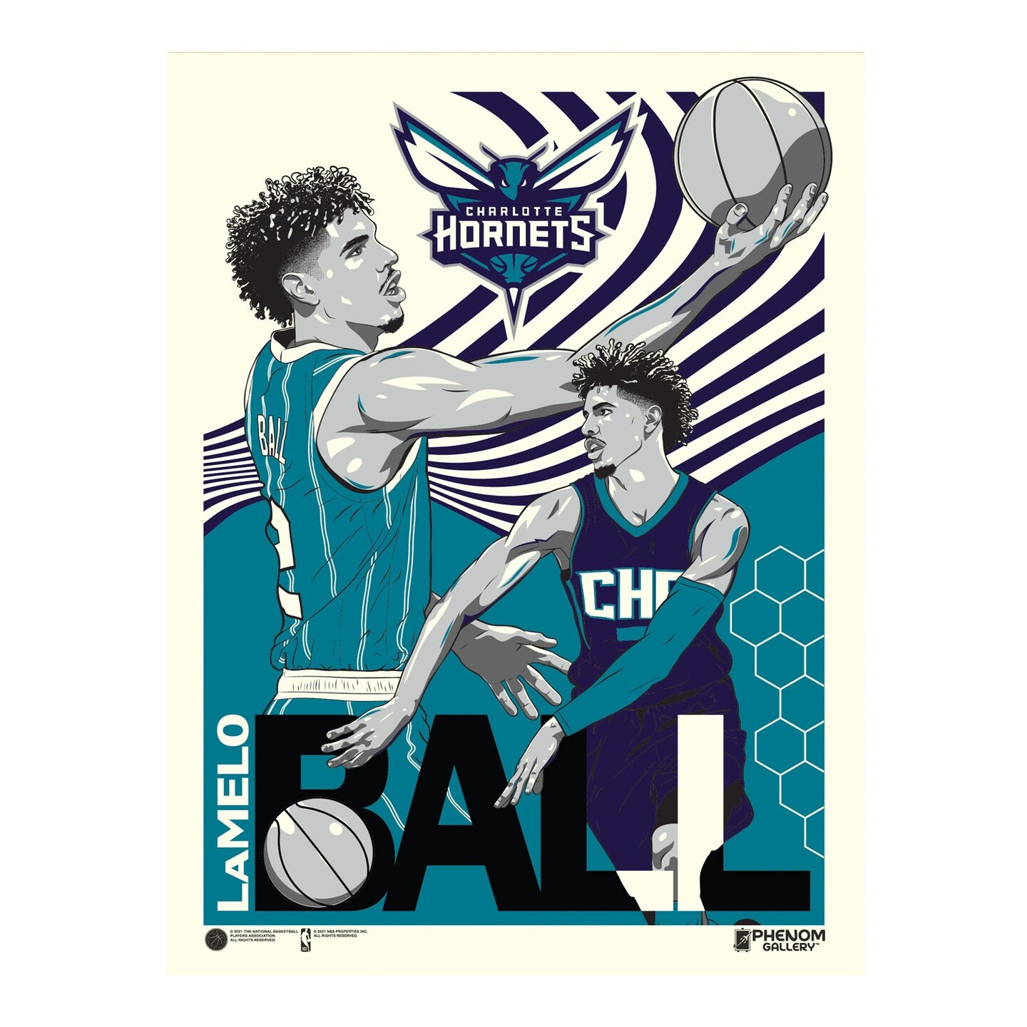 Phenom Gallery Charlotte Hornets LaMelo Ball 18" x 24" Serigraph