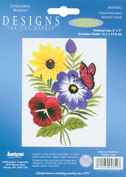 Janlynn Embroidery Kit 5&#x22;X7&#x22;-Floral-Stitched In Floss