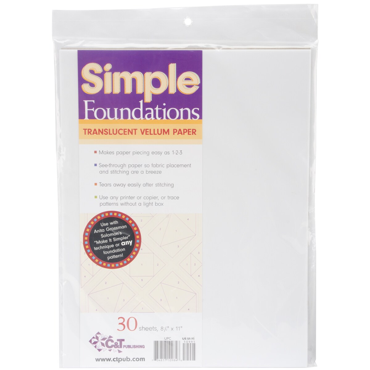 C&T Publishing Simple Foundations Translucent Vellum Paper-8.5"X11" 30/Pkg