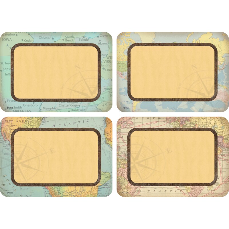 Travel the Map Name Tags/Labels - Multi-Pack, Pack of 36