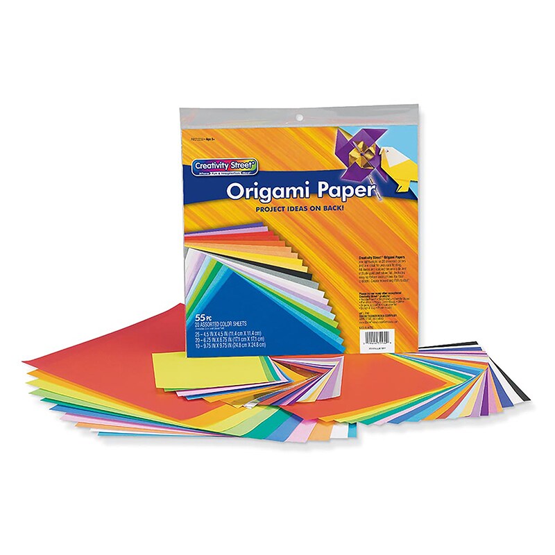 Origami Paper, Assorted Colors, up to 9-3/4&#x22; x 9-3/4&#x22;, 55 Sheets