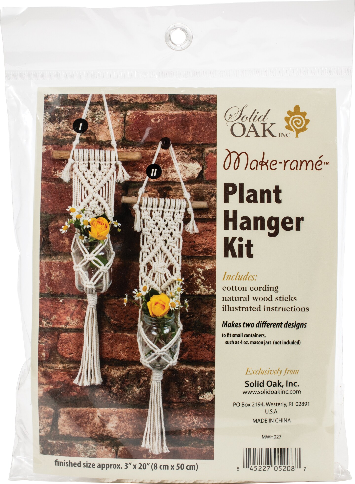 Solid Oak Macrame Plant Hanger Kit - Two Minis