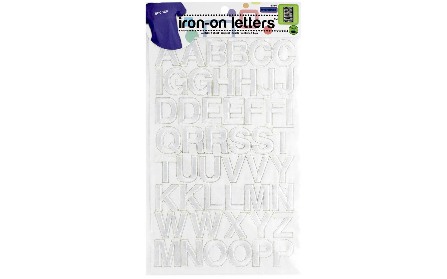 Dritz Iron On Letters Embroidered Block White
