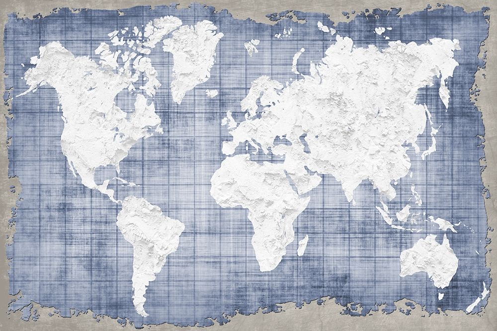 Blue World Map by Kimberly Allen - Item # VARPDXKARC2178A