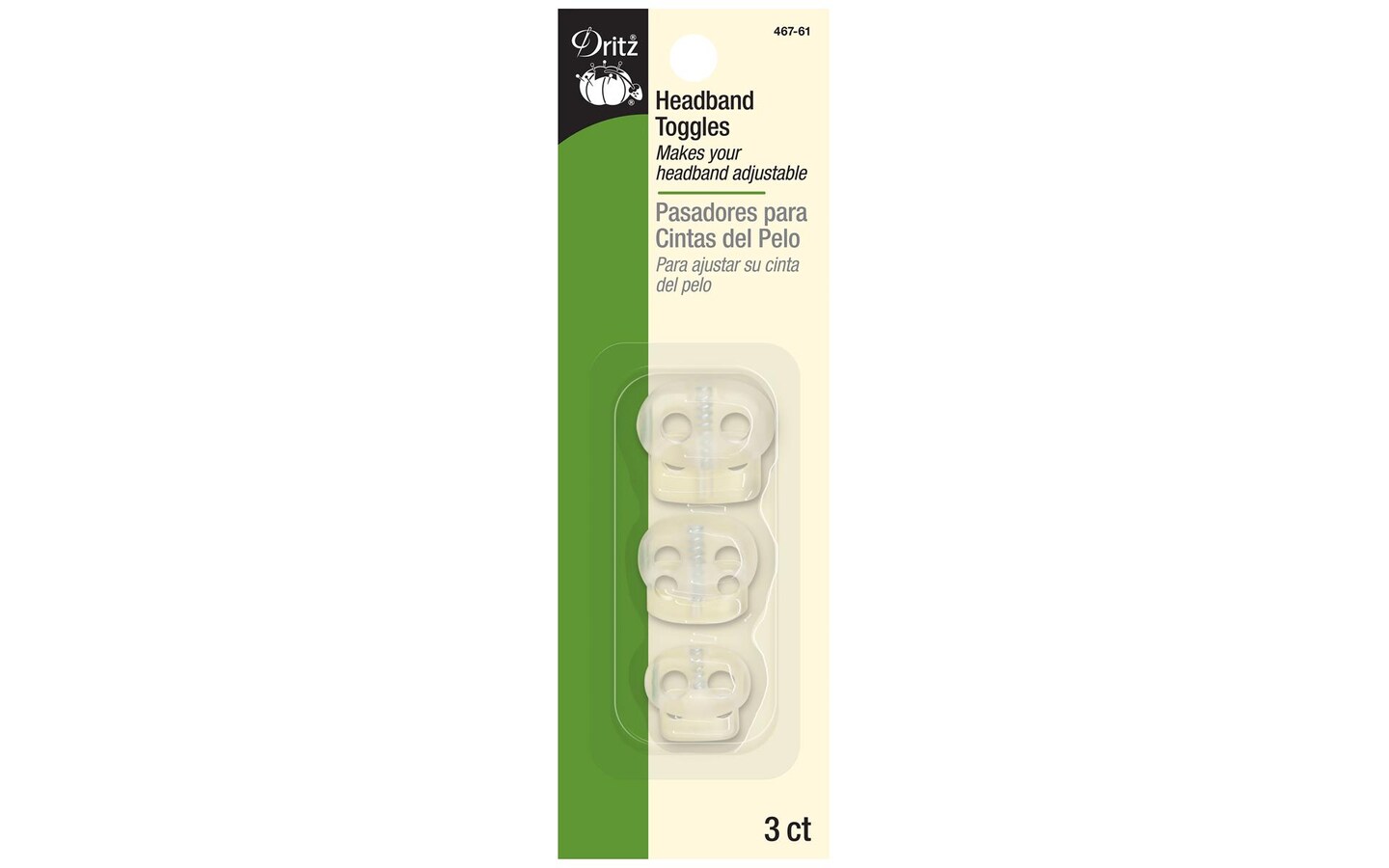 Dritz Headband Toggles Astd Clear 3Pc