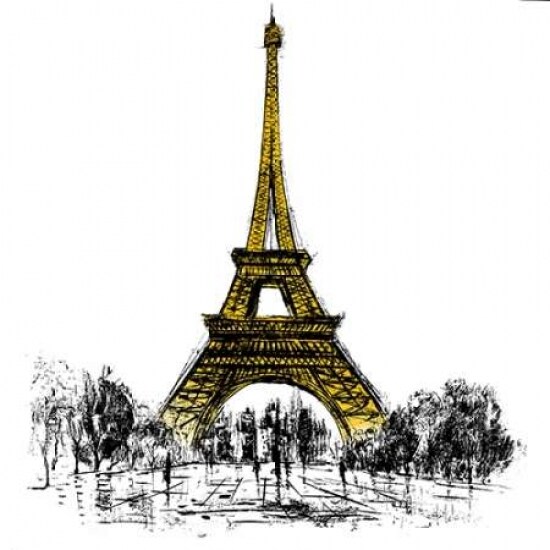 Outline of Eiffel Tour Poster Print by Atelier B Art Studio - Item # VARPDXBEGCIT287