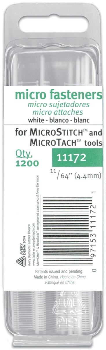 Avery Fasteners Micro Stitch Fastener Refills 4.4mm-White 1,200/Pkg