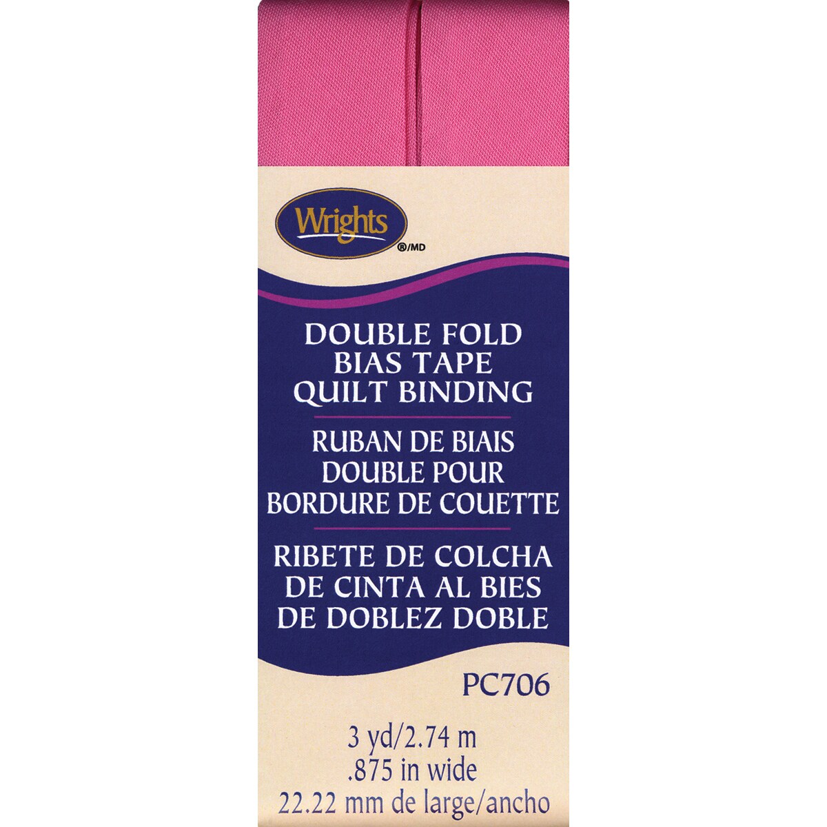 Wrights Double Fold Quilt Binding .875"X3ydHot Pink Michaels