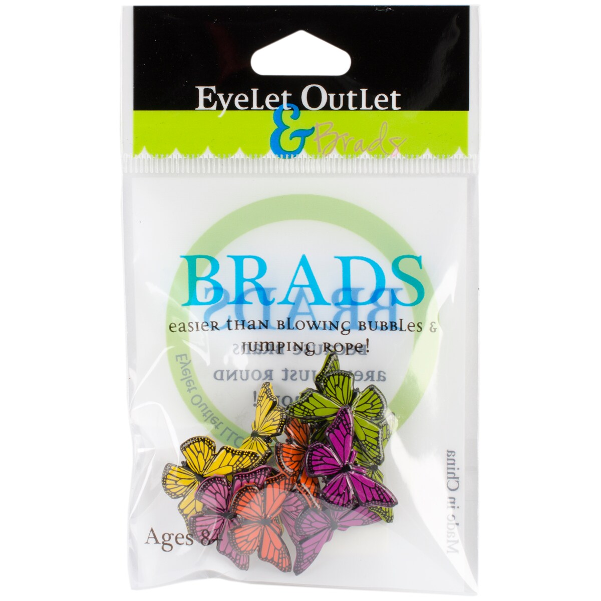 Eyelet Outlet Shape Brads 12/Pkg-Butterflies