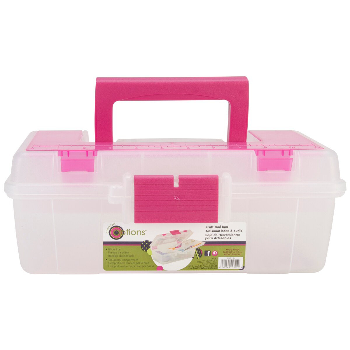 Creative Options Tool Box Organizer-13"X7.5"X5" Clear W/Magenta