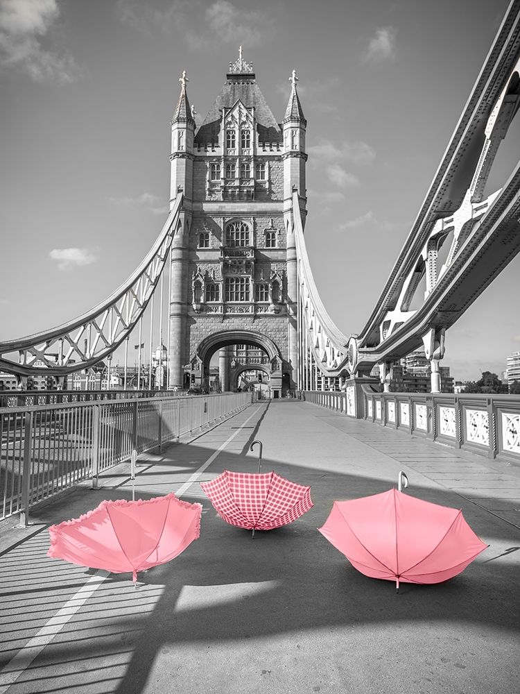 Pink umbrellas, Tower bridge, London Poster Print by Assaf Frank - Item # VARPDXAF20150627340PC01P1