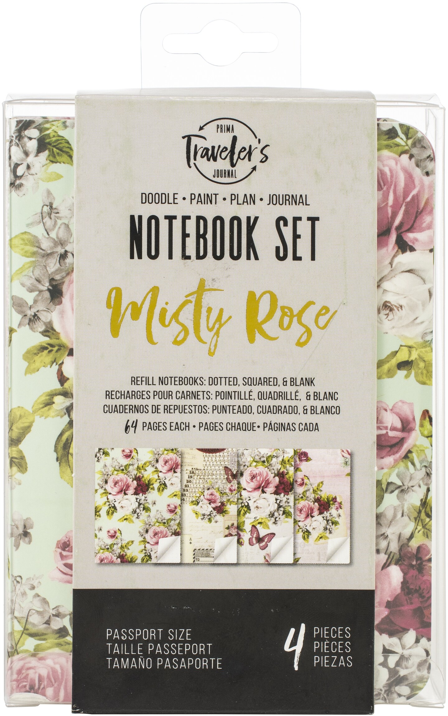 Prima Marketing Traveler&#x27;s Journal Passport Refill 4/Pkg -Misty Rose