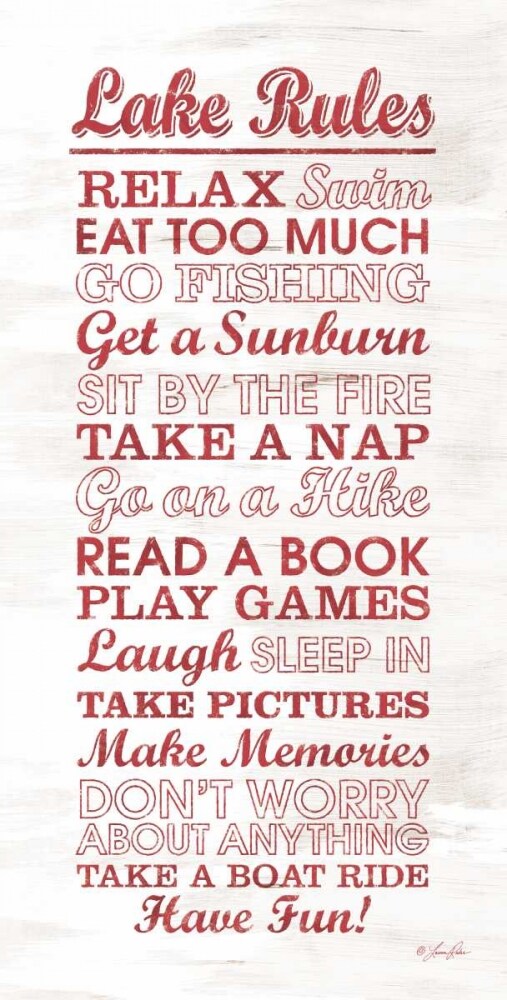 Lake Rules Poster Print by Lauren Rader - Item # VARPDXRAD600