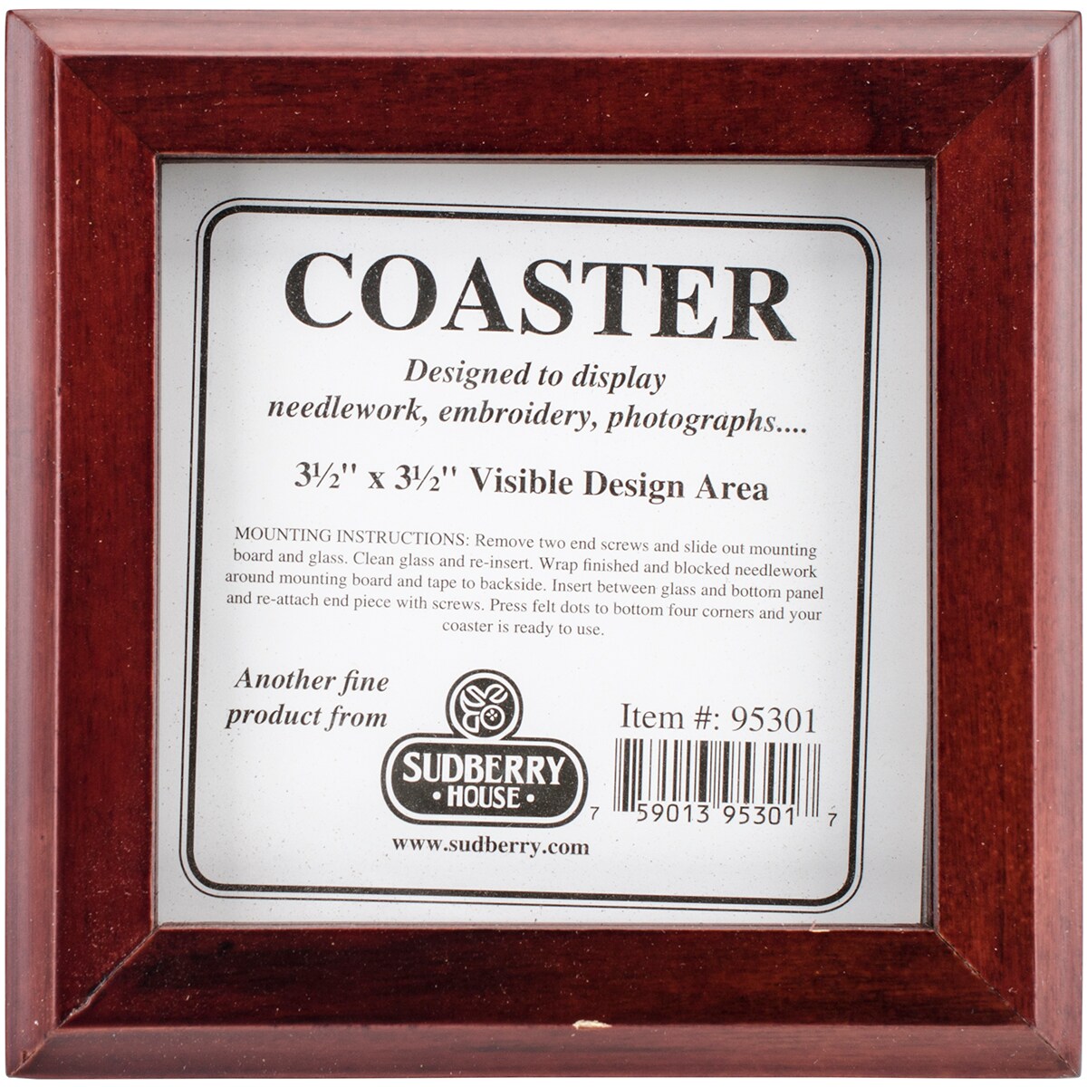 Sudberry House Cherry Square Wood Coaster 4.5&#x22;X4.5&#x22;-Design Area 3.5&#x22;X3.5&#x22;