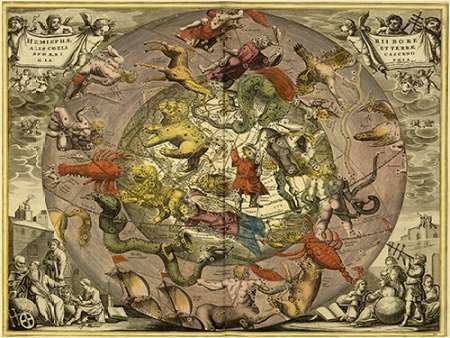 Maps of the Heavens: Hemisphaeriibore Alis Coelietterrae Poster Print by Andreas Cellarius - Item # VARPDX450111