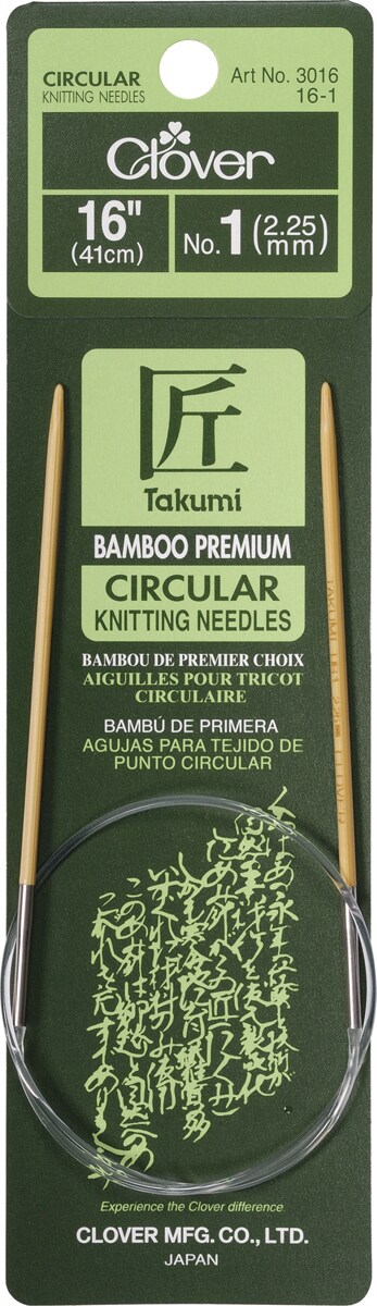 Clover Takumi Bamboo Circular Knitting Needles 16 Size 1/2.25mm
