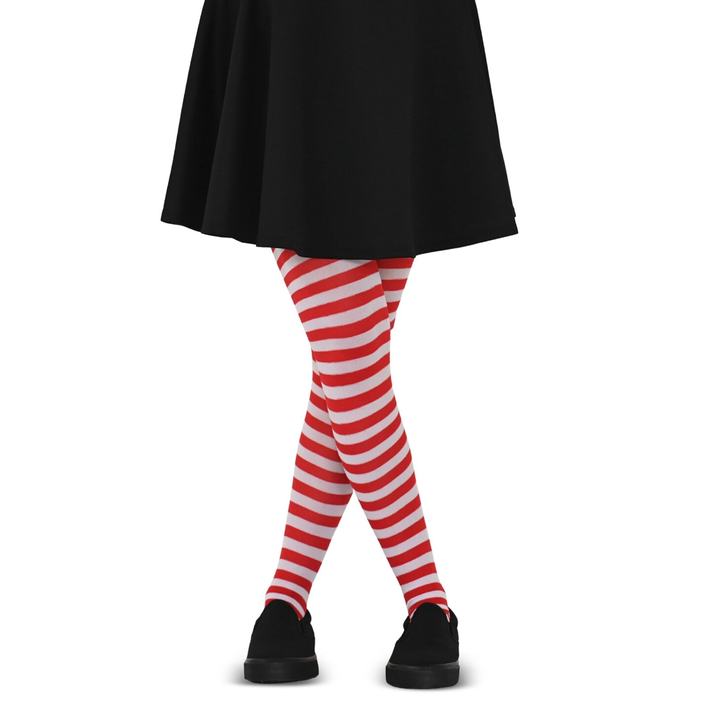 White and Red Tights - Striped Nylon Stretch Pantyhose Stocking Accessories  for Every Day Attire and Costumes for Teens and Kids