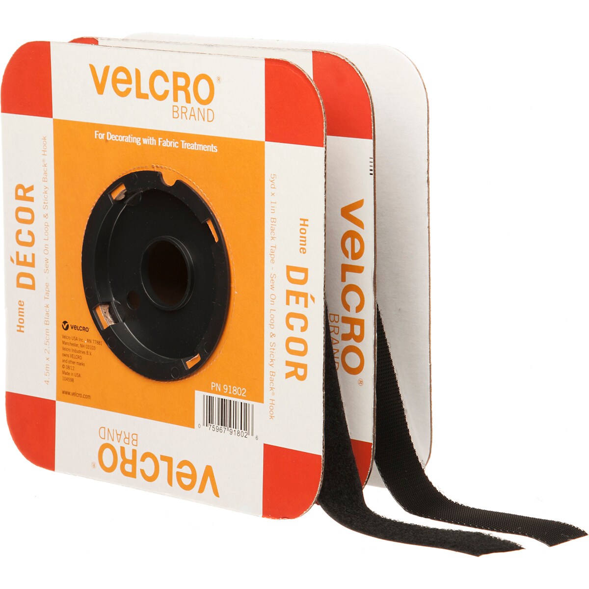 VELCRO(R) Brand Home Decor Tape 1X15'-Black