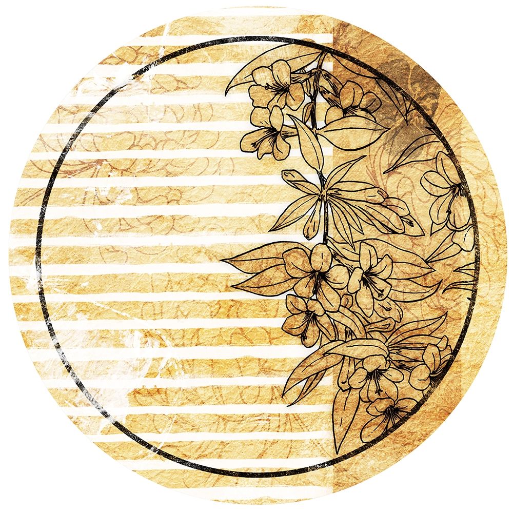 Stripe Golden Floral Circle Poster Print by Jace Grey - Item # VARPDXJGSQ1039A