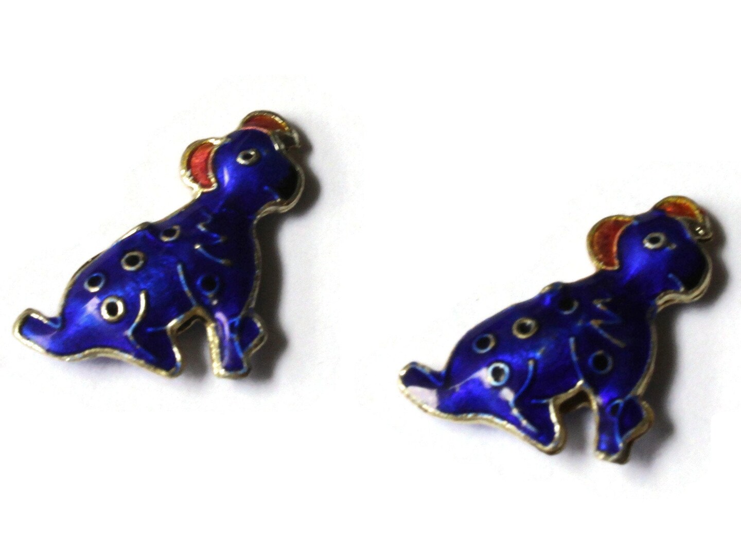 2 19mm Dark Blue Cloisonne Dalmatian Dog Beads Animal Beads Pet Beads Metal  Beads Enamel Bead