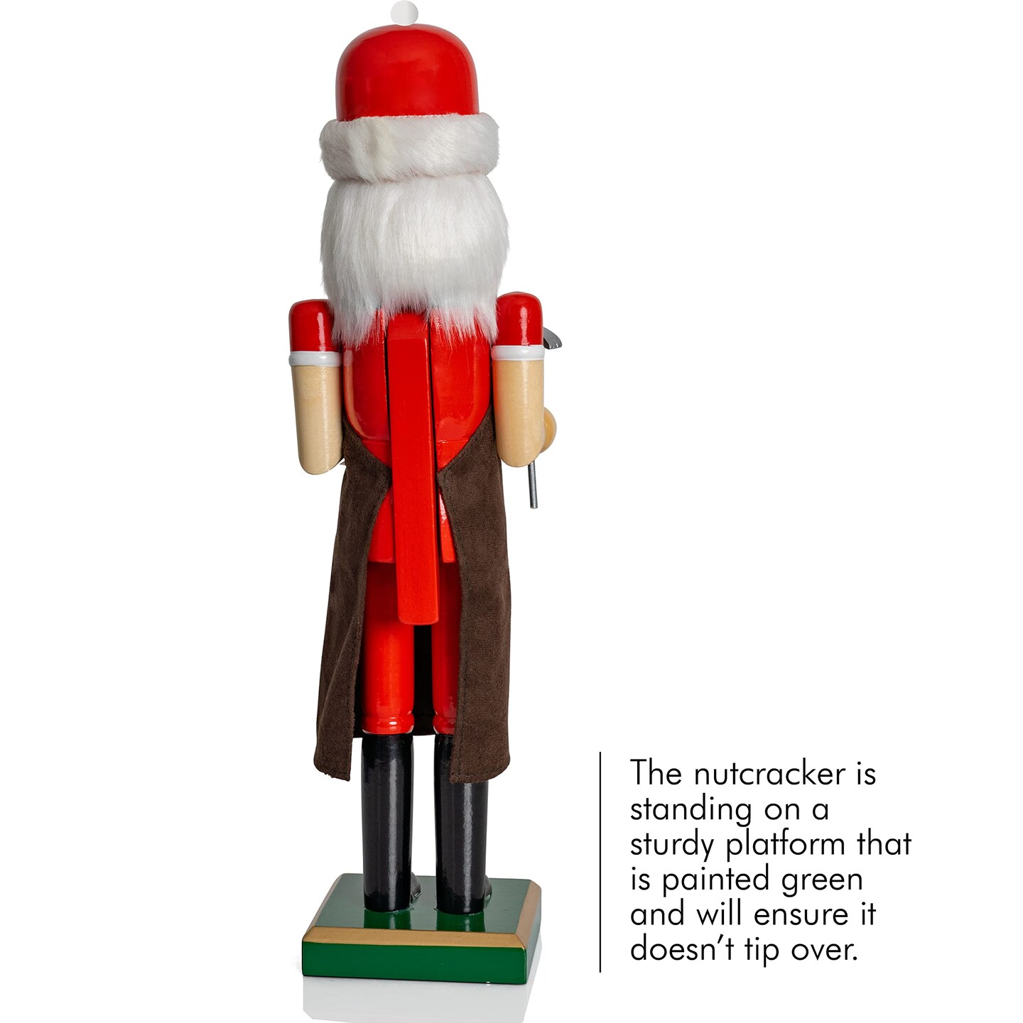 Ornativity Christmas Toy Maker Nutcracker &#x2013; Red and Green Wooden Nutcracker Man with Brown Workers Apron and Toy Car and Toy Hammer in Hand Xmas Themed Holiday Nut Cracker Doll Figure Decorations