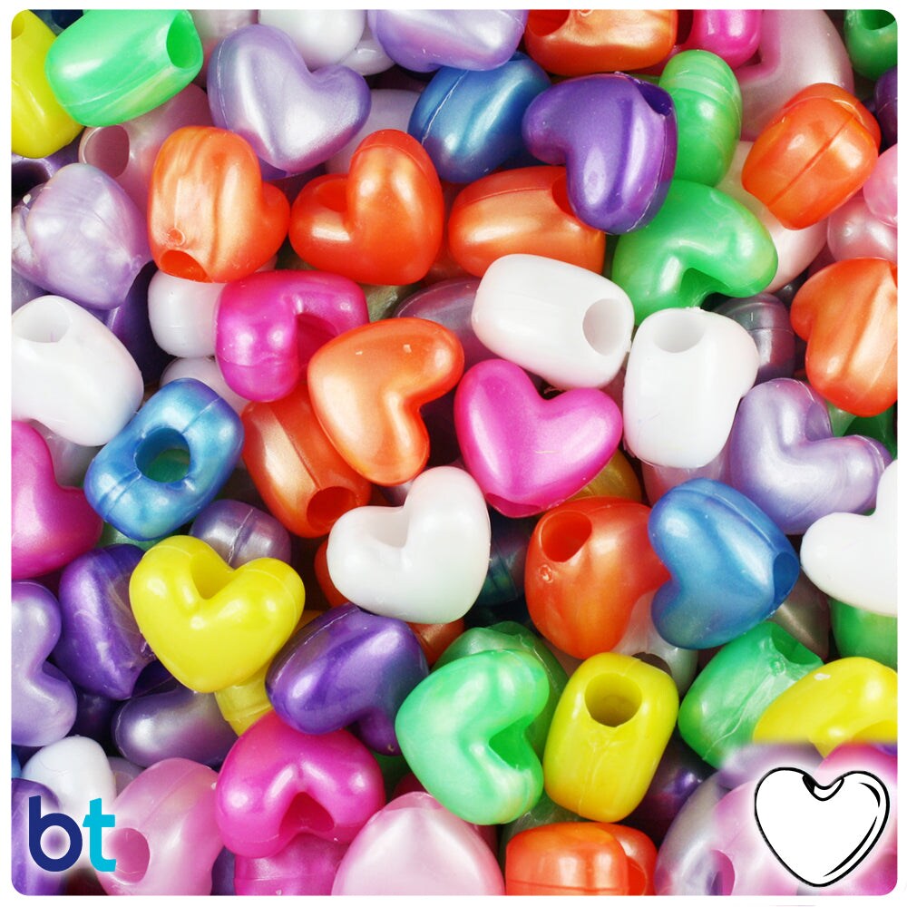 Transparent Heart Pony Bead Mix, Transparent Heart Beads, Transparent, Heart,  Beads, Gifts For 