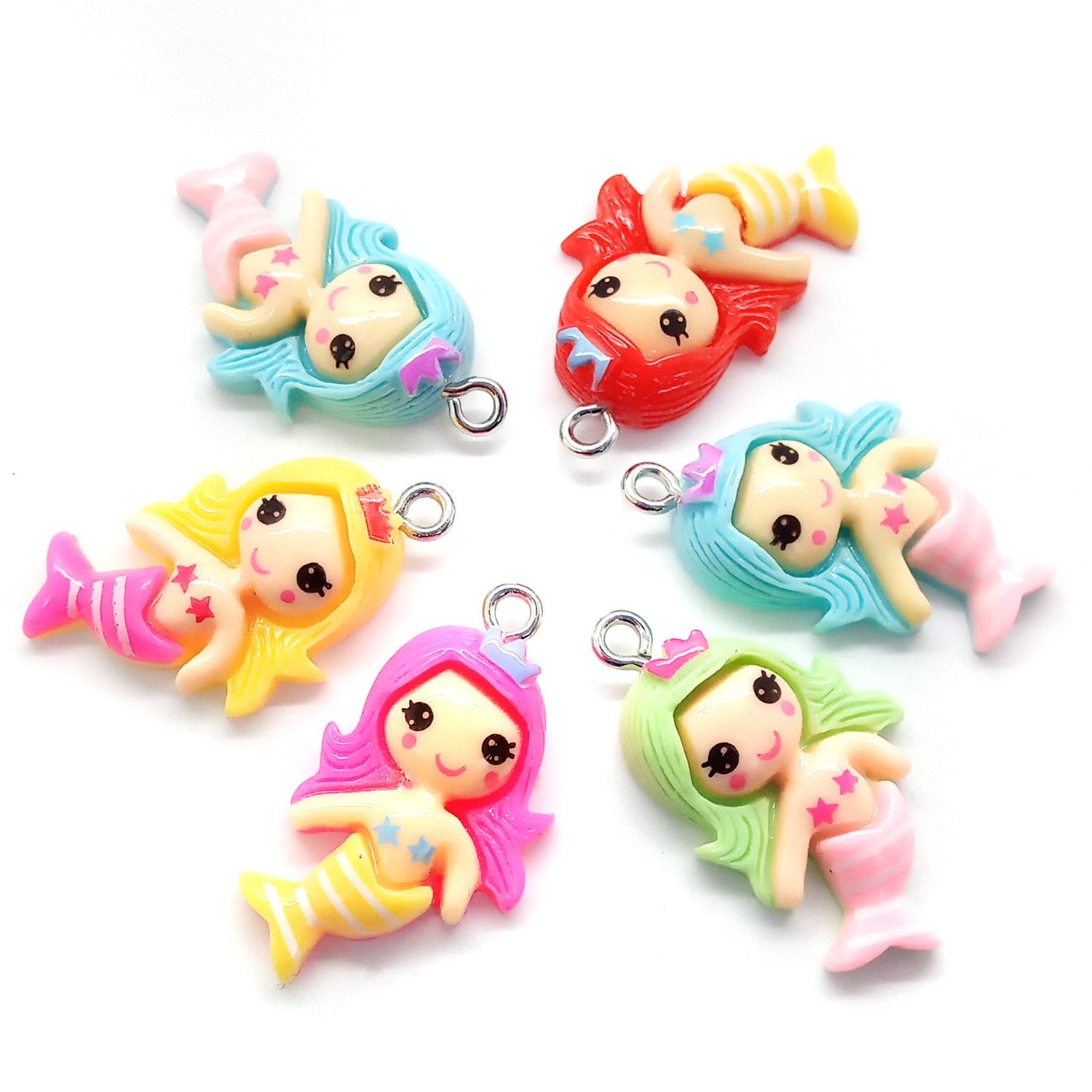 Cute Mermaid Charms, 4 piece Resin Flatback Cabochon Pendants ...