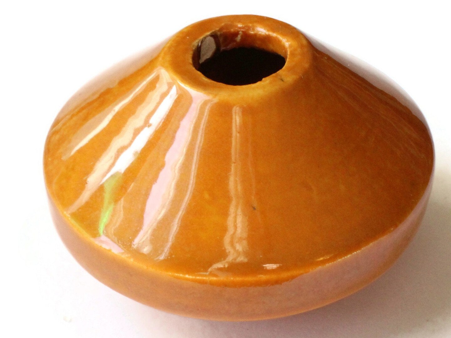 58mm Caramel Brown Saucer Bead Vintage Macrame Ceramic Bead bM1