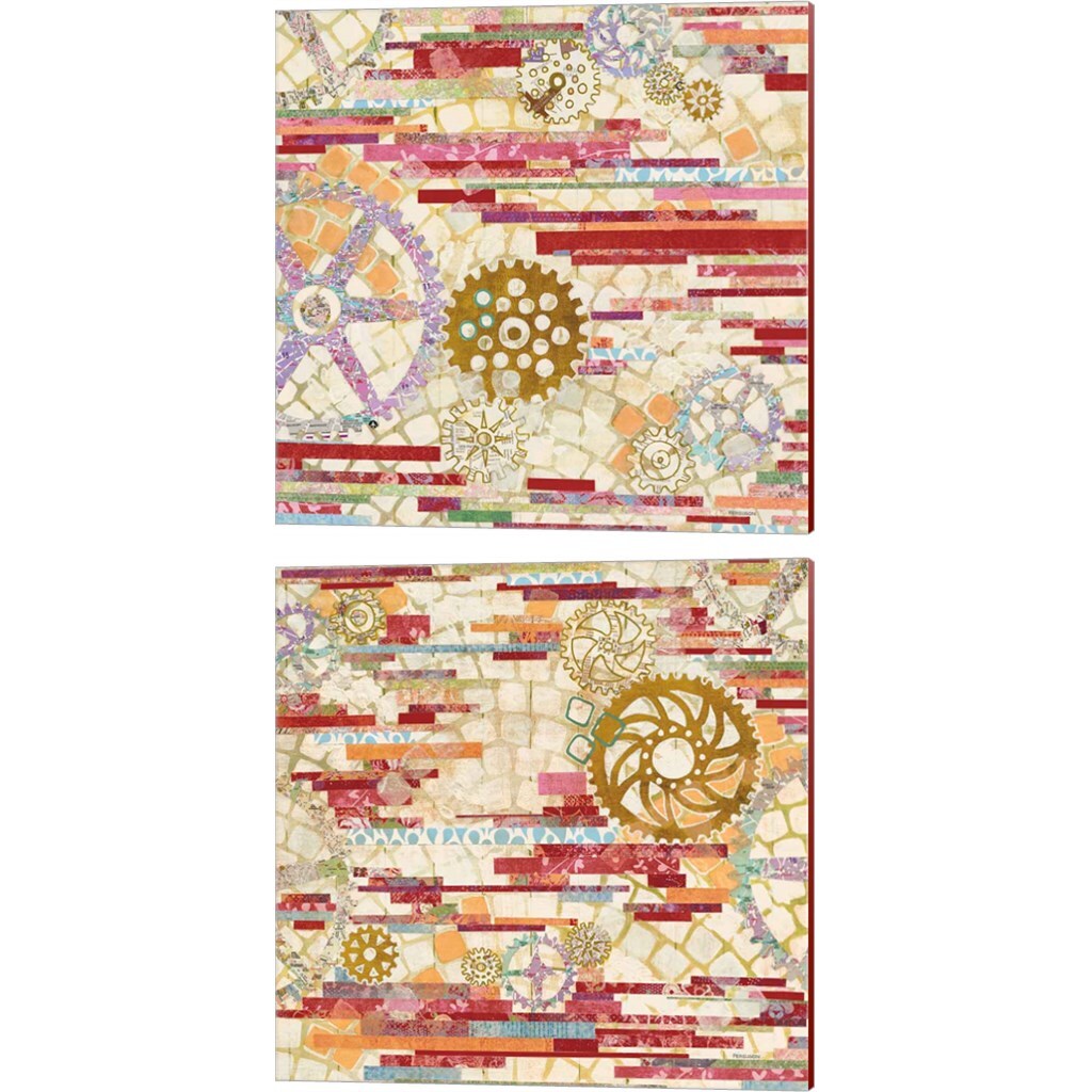 EU Timetable Red by Kathy Ferguson 14&#x22; x 14&#x22; Canvas Wall Art (Set of 2)