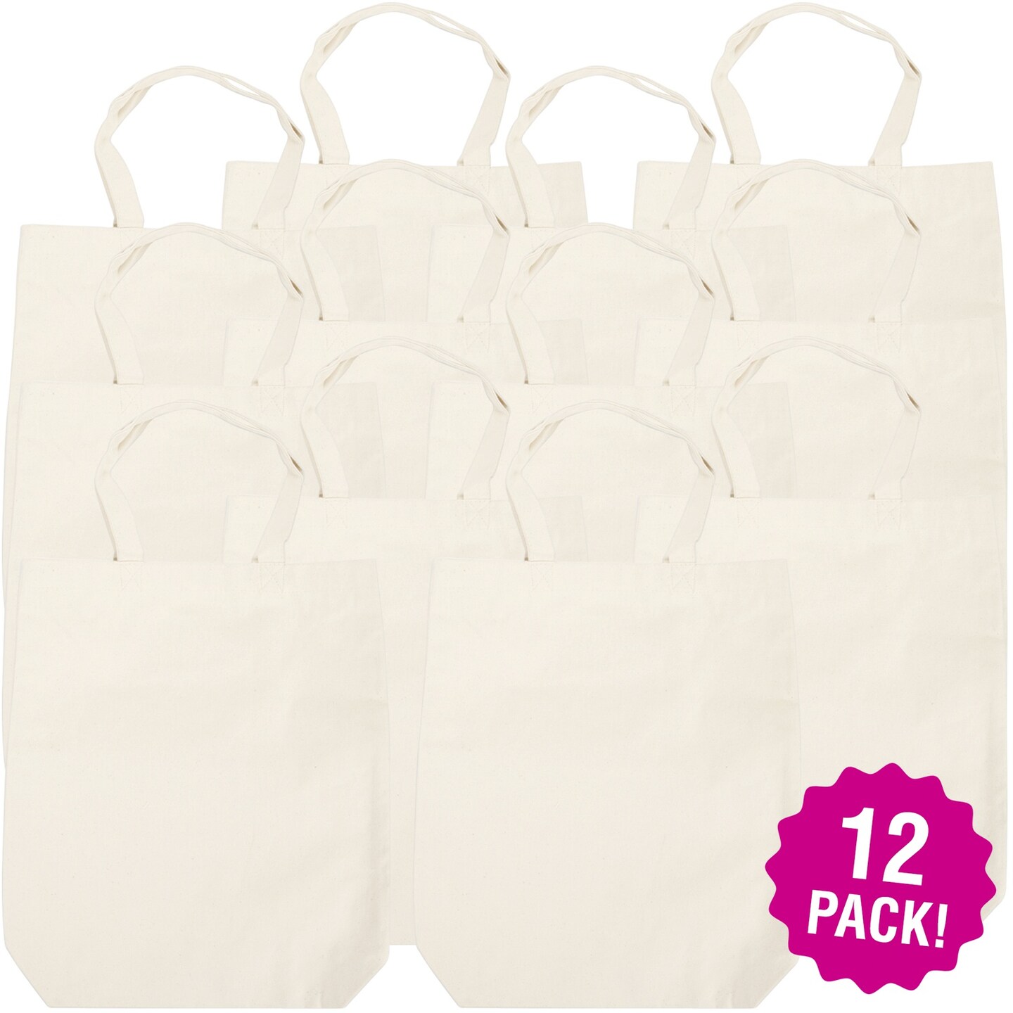 Multipack of 12 - Canvas Tote Bag 14&#x22;X4&#x22;X16&#x22;-Natural