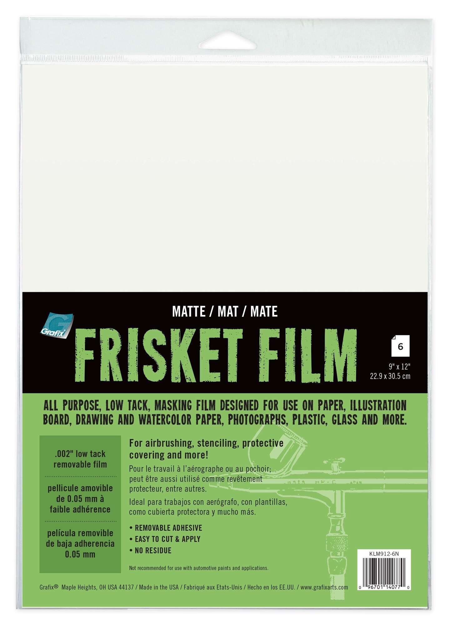 Grafix Low Tack All Purpose Frisket Film 9&#x22;X12&#x22; 6/Pkg-Matte